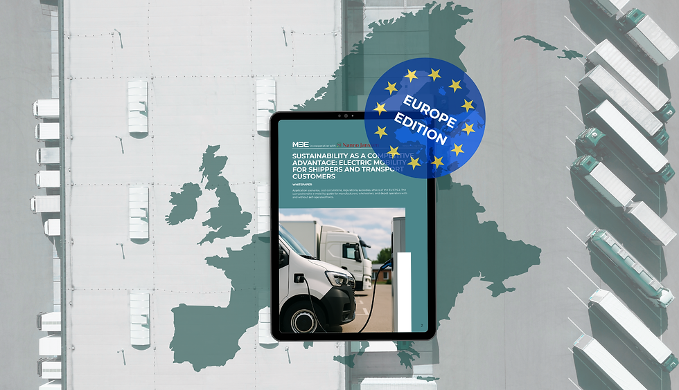 Ein großer Ladehub von oben aus der Vogelperspektive, davor das Cover der Europe Edition des Whitepapers.