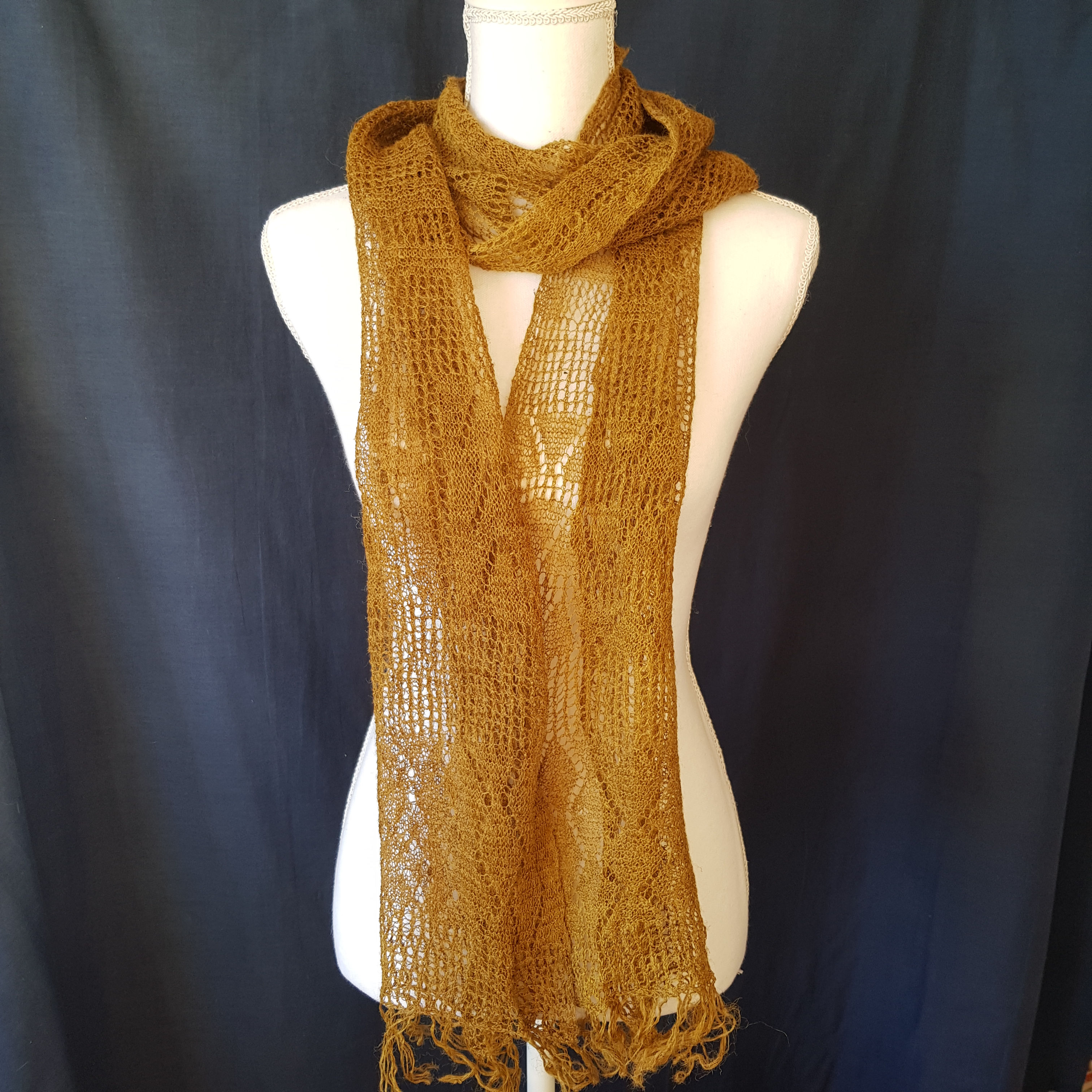 Onion skin dyed nettle scarf
