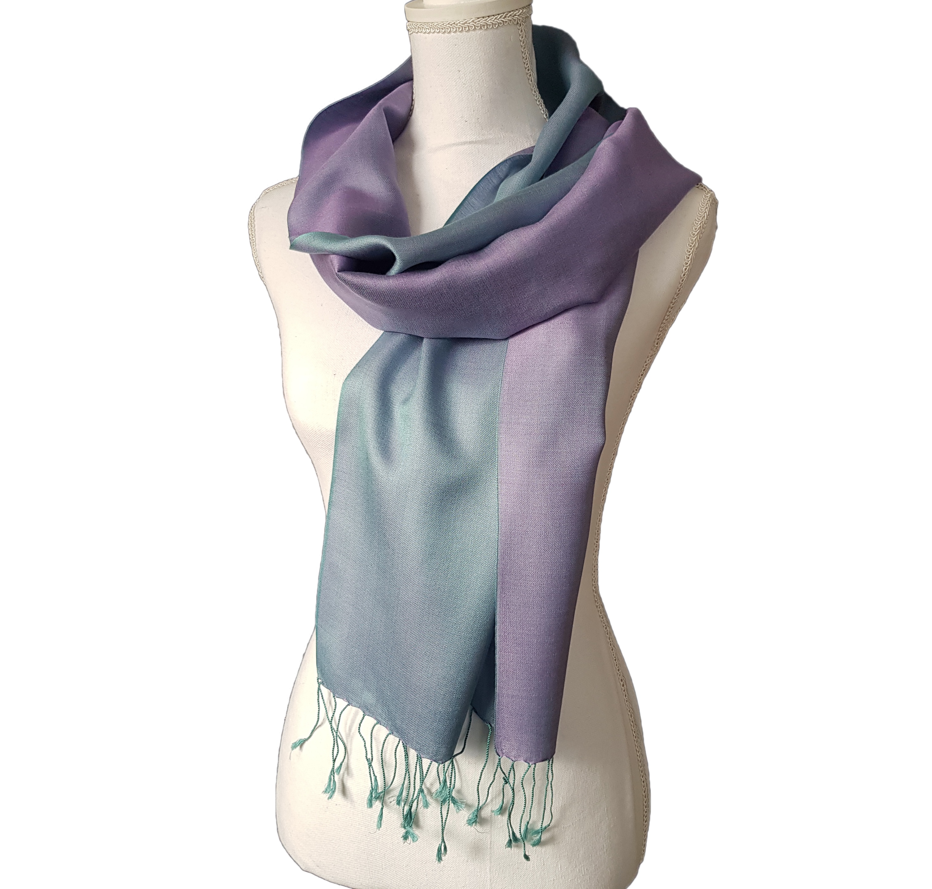 Double faced silk scarf - Lavender/Pale Blue