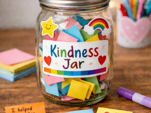 Glass jar filled with notes about being kind