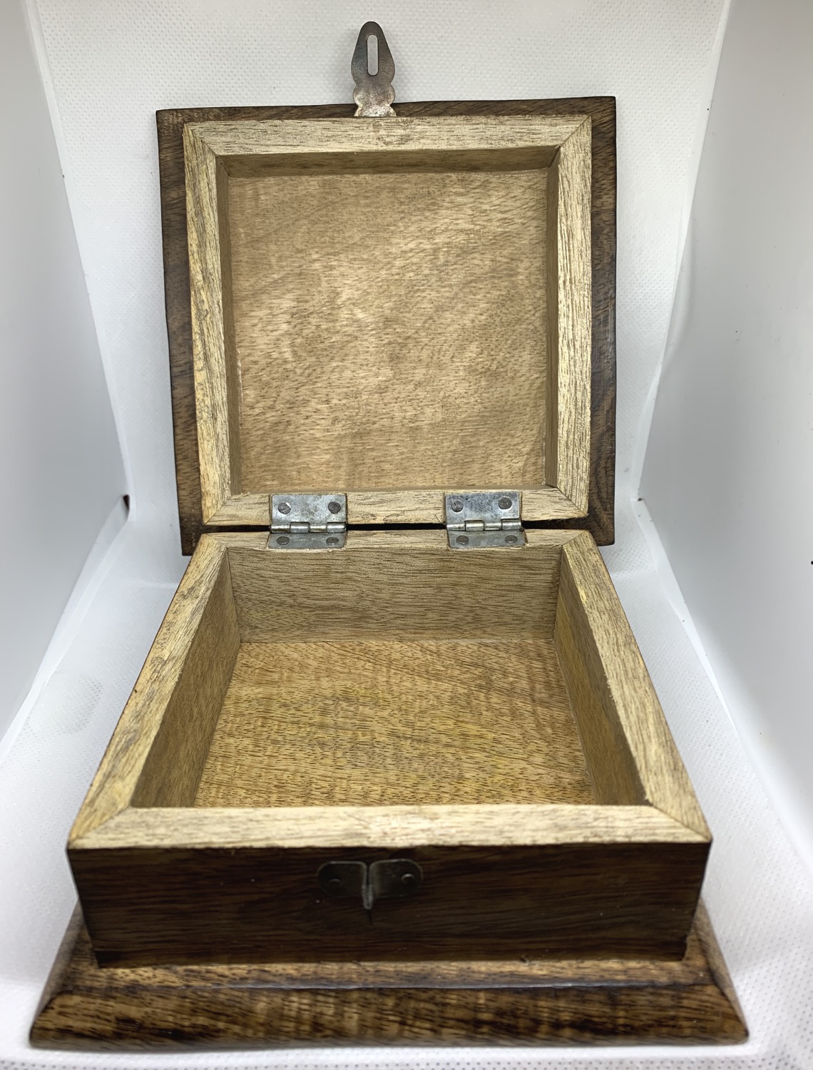 Thumbnail: Lotus Hamsa Hand Carved Wooden Box