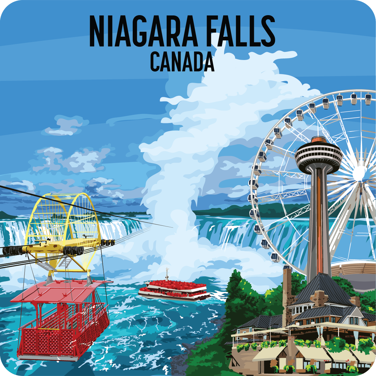 Niagara Falls Canada Coaster – Iconic Landmark Montage Design
