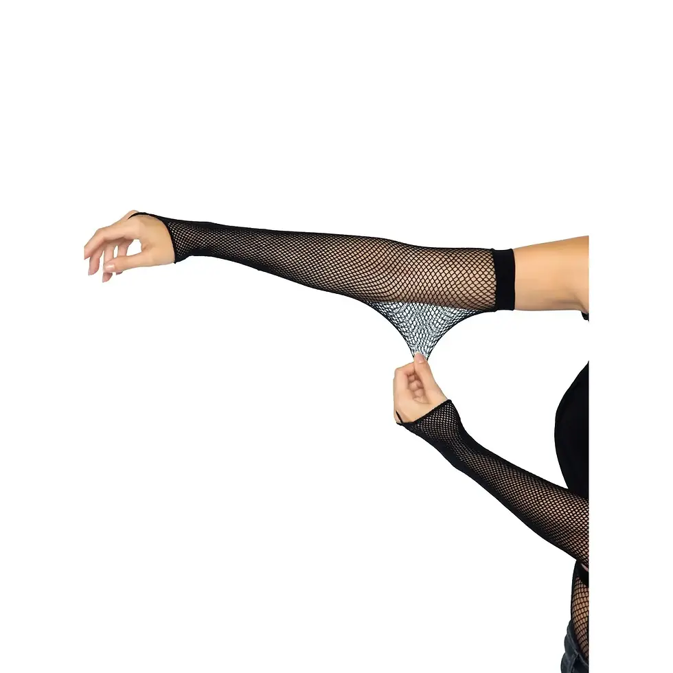 Thumbnail: Fishnet Arm Warmer Gloves with Finger Loop (BLACK)