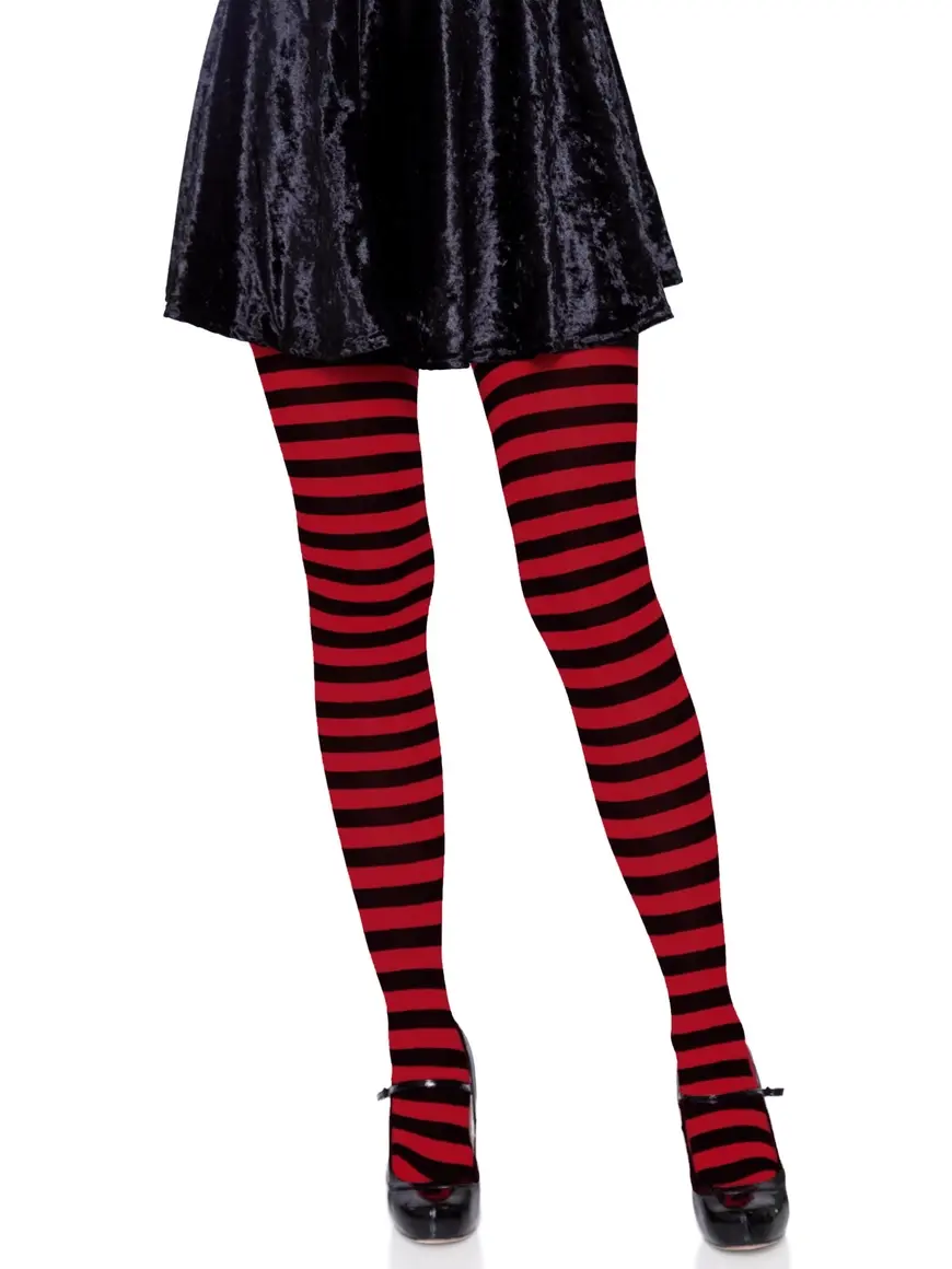 Striped Women's Tights - Black/Red