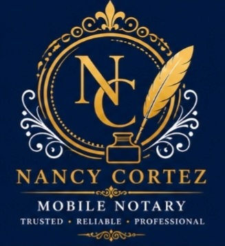 Nancy Cortez Mobile Notary logo. Trusted, Reliable, Professional.