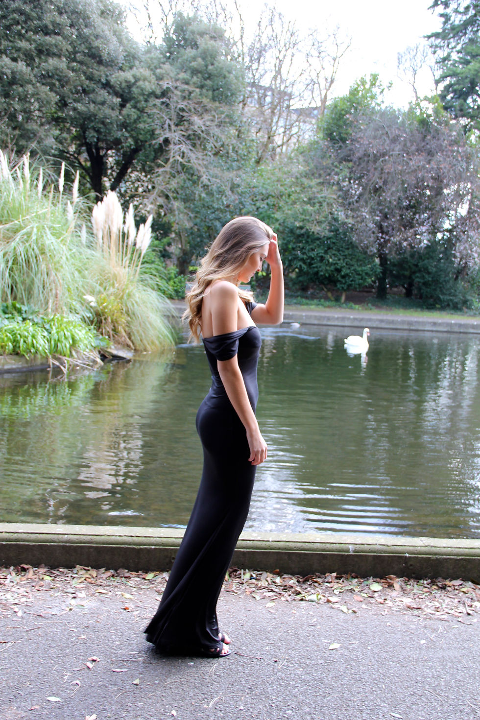 Thumbnail: Black off the Shoulder Dress