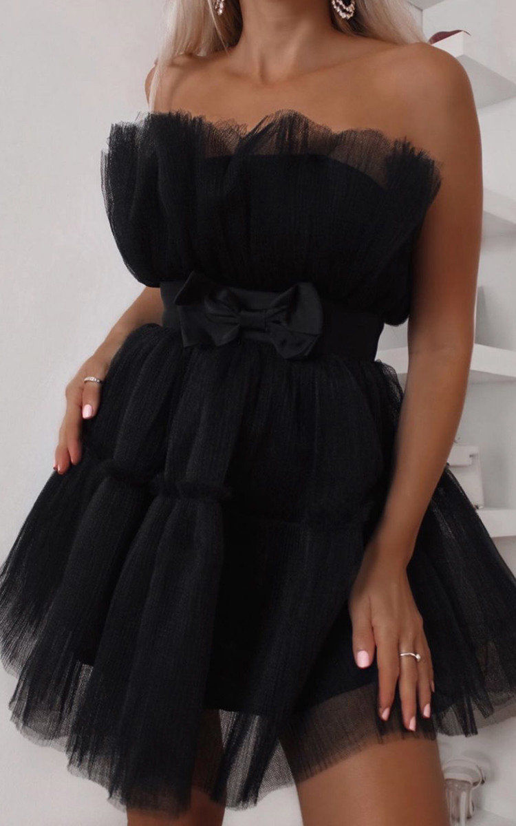 Thumbnail: Black Tulle Bow Dress