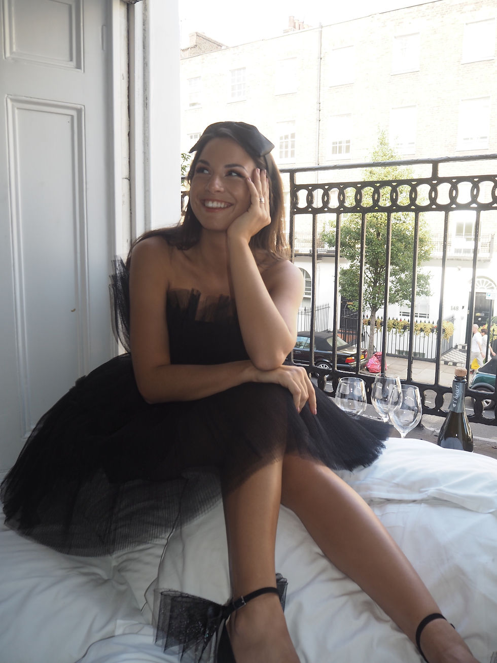 Thumbnail: Black Tulle Bow Dress