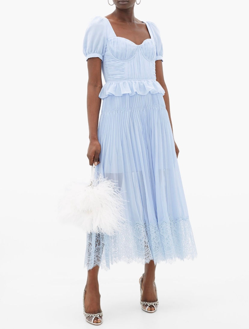 Thumbnail: Blue Chiffon Midi Dress by Self Portrait