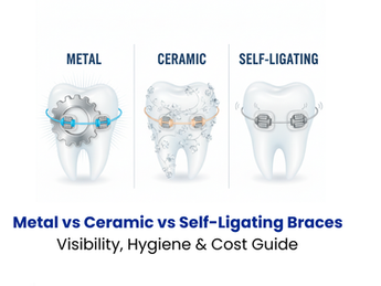 Metal vs Ceramic vs Self-Ligating Braces: Visibility, Hygiene, Cost (Complete Orthodontic Guide)