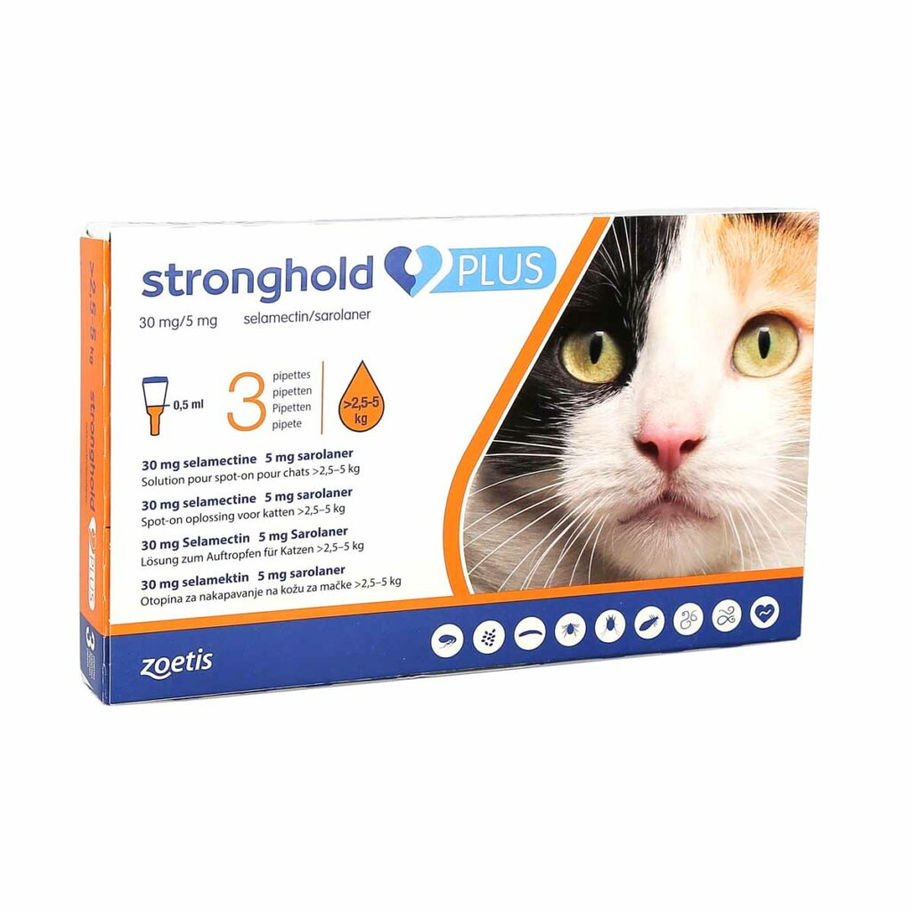 קופסת Stronghold Plus לחתולים במשקל 2.5–5 ק״ג, 3 שפופרות, עם צילום חתול