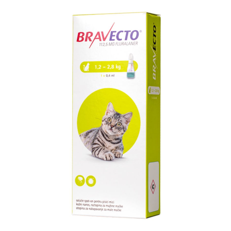 קופסת Bravecto Spot On לחתול במשקל 1.2–2.8 ק״ג, מבט חזיתי
