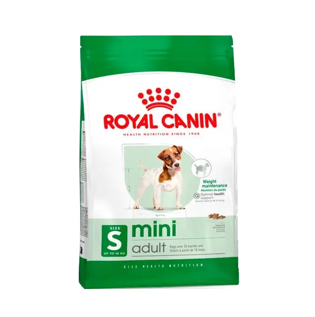 שק מזון Royal Canin Mini Adult לכלבים בוגרים מגזע קטן, 4 ק״ג, על רקע שקוף
