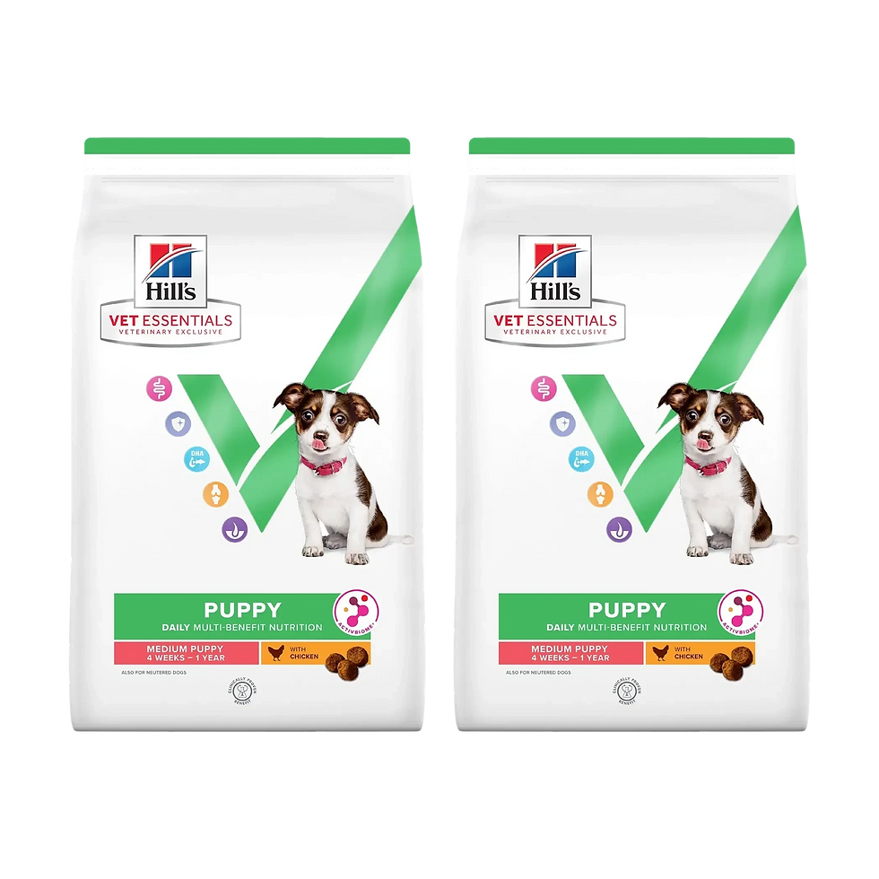 זוג שקי Hill's Vet Essentials Puppy לגורי כלבים בינוניים, 8 ק״ג בכל שק