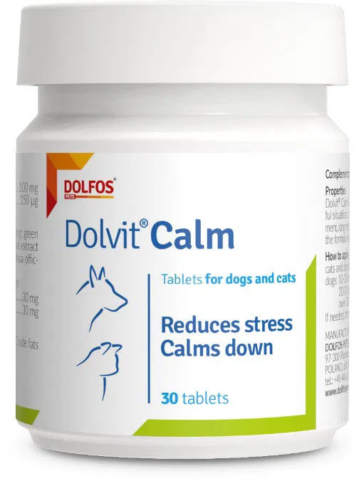 צנצנת Dolvit Calm של Dolfos לכלבים ולחתולים, 30 טבליות
