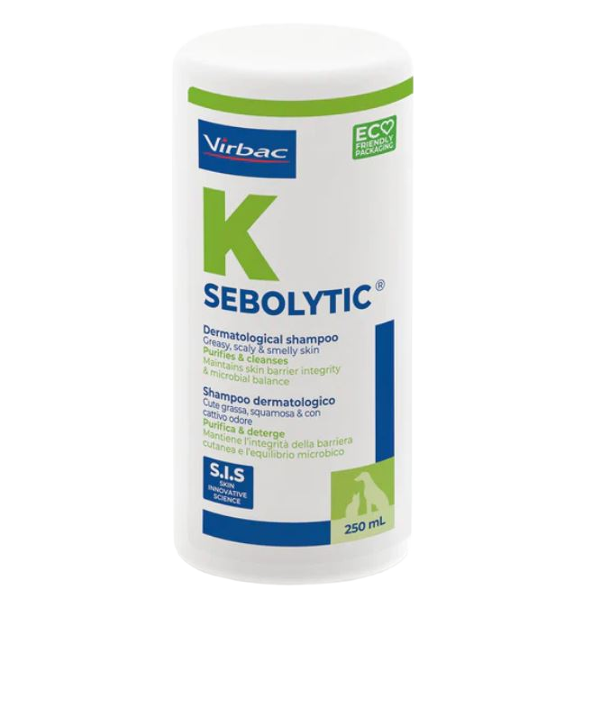 בקבוק שמפו Sebolytic של Virbac, צילום חזית נוסף