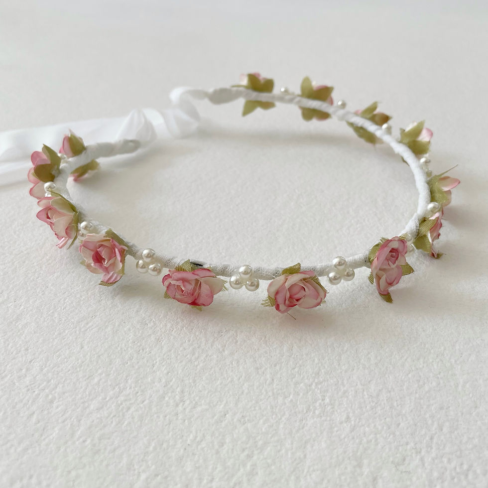 Miniatura: Coronita de Bautizo flores y perla