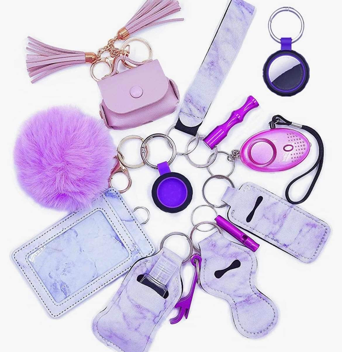 Women Safety Keychain Set (Light Purple 4)