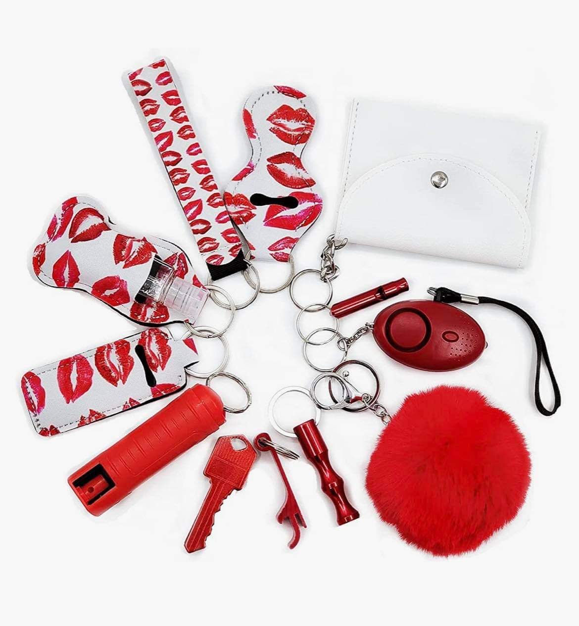 Women Safety Keychain Set (Red)