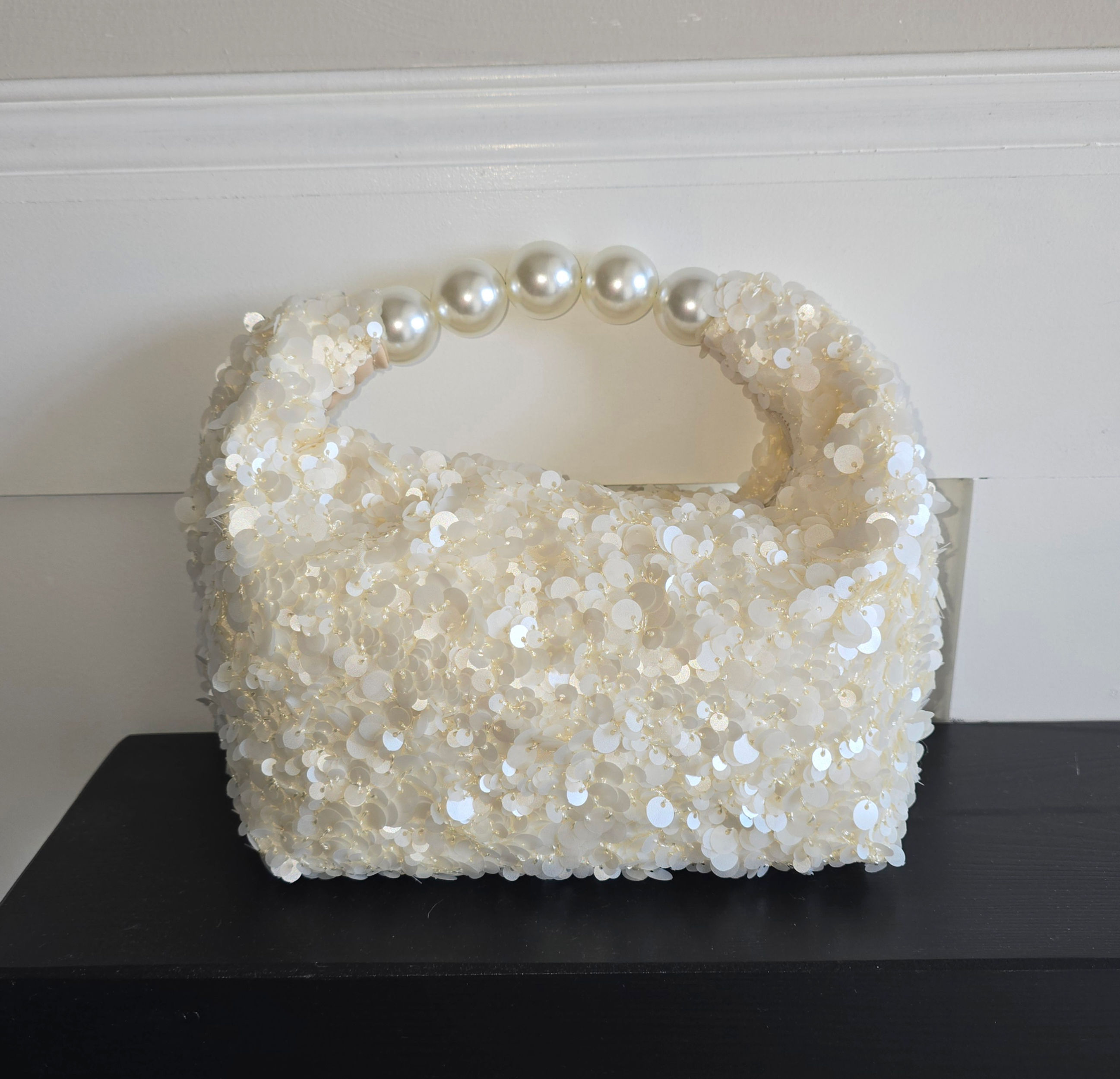 Ivory cream Bag with pearl handle