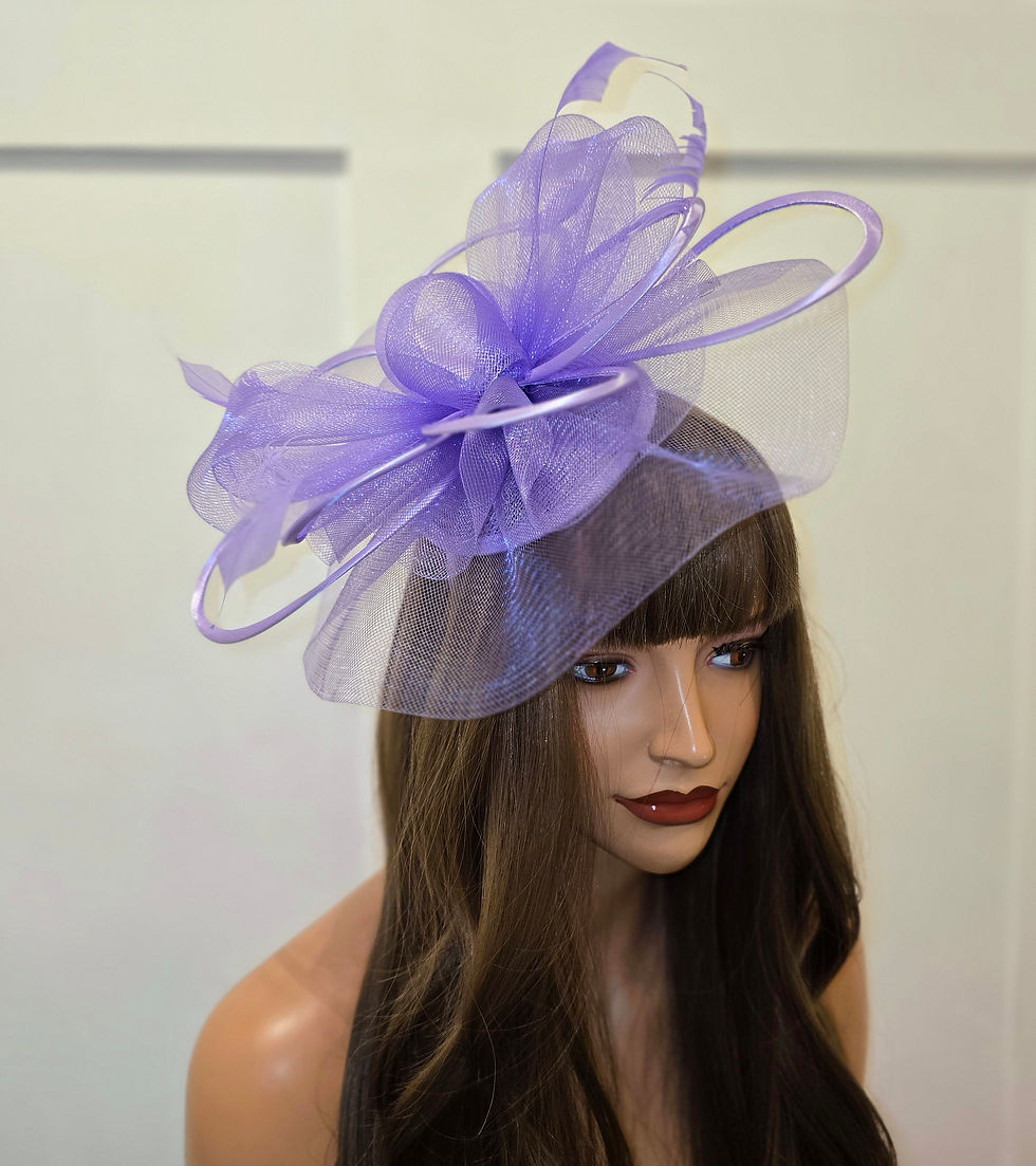 Thumbnail: Light purple mesh Fascinator on a band 090125