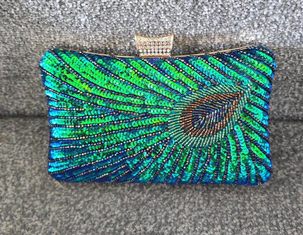 Thumbnail: Black sinamay Hatinator Hat with Peacock Feathers & matching bag 270726