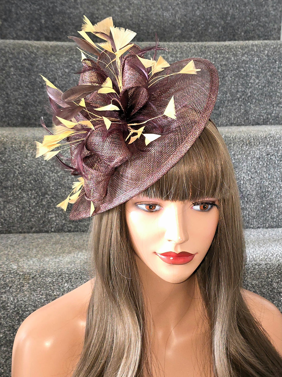 Thumbnail: Brown & Gold Teardrop Fascinator 280526