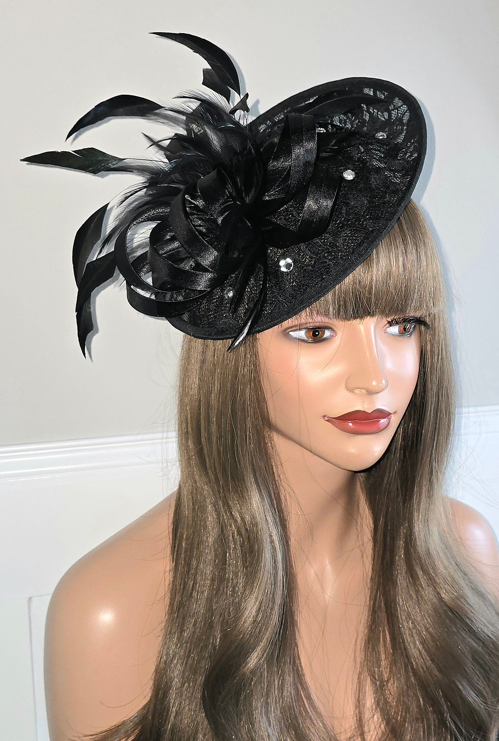 Thumbnail: Black Hatinator Hat with silver diamantes, on a band 180526