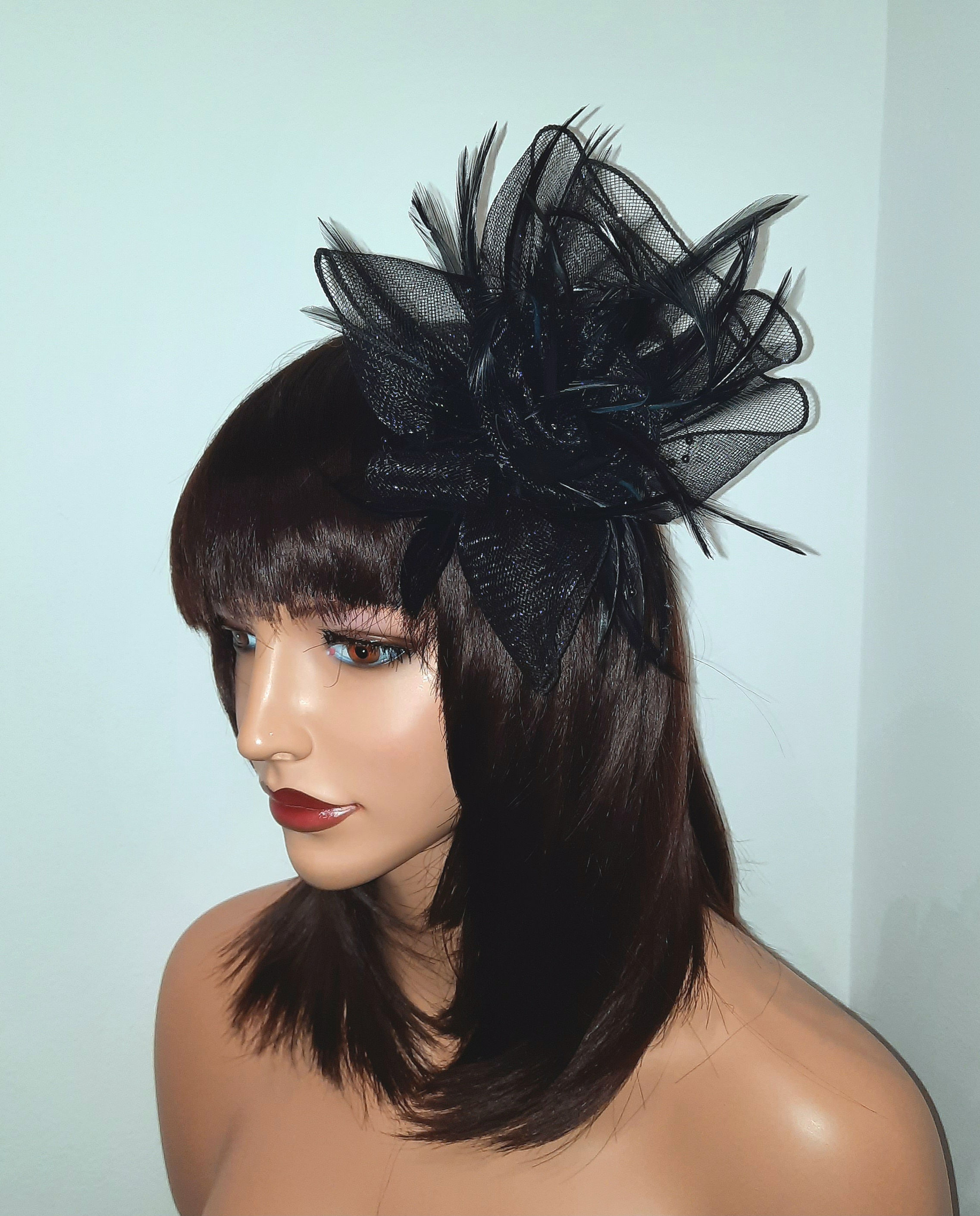 Black crin Fascinator clip 557701