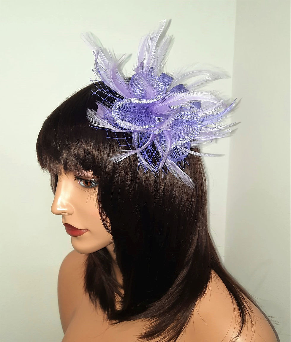 Thumbnail: Lilac Sinamay Fascinator clip with veiling 160123