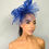 Thumbnail: Cobalt Blue mesh Fascinator with organza, pearls & diamante on a band 060623