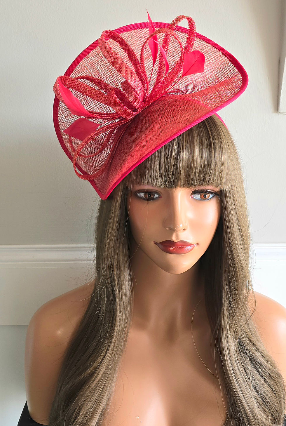 Thumbnail: Watermelon Red upturned Fascinator on a band 060526