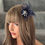 Thumbnail: Small feather & diamante Navy Blue Fascinator clip 310925