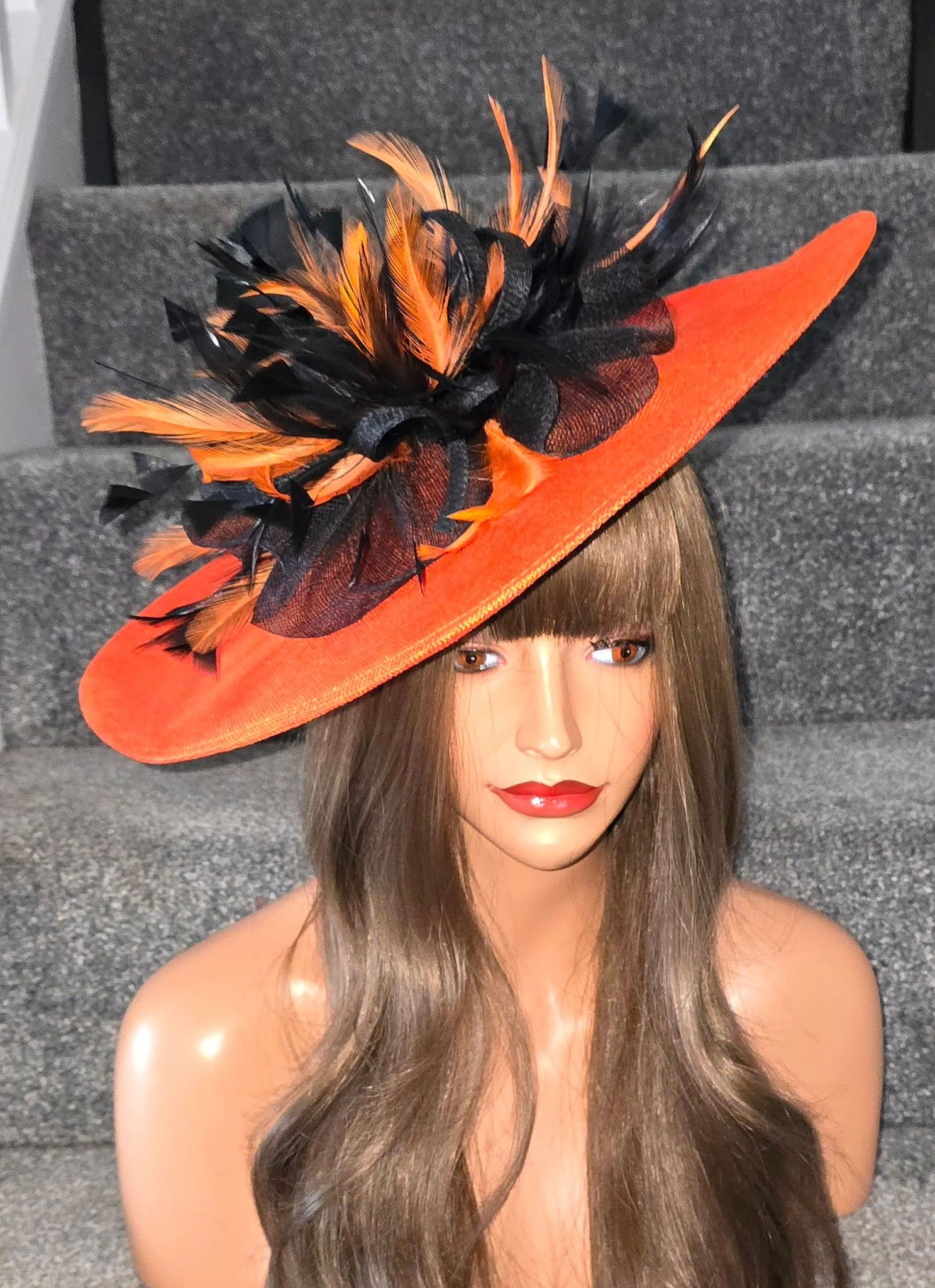 Large Orange & Black Hatinator Hat on a band 300625