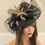 Thumbnail: Large Black Hatinator on band with Leopard print feathers