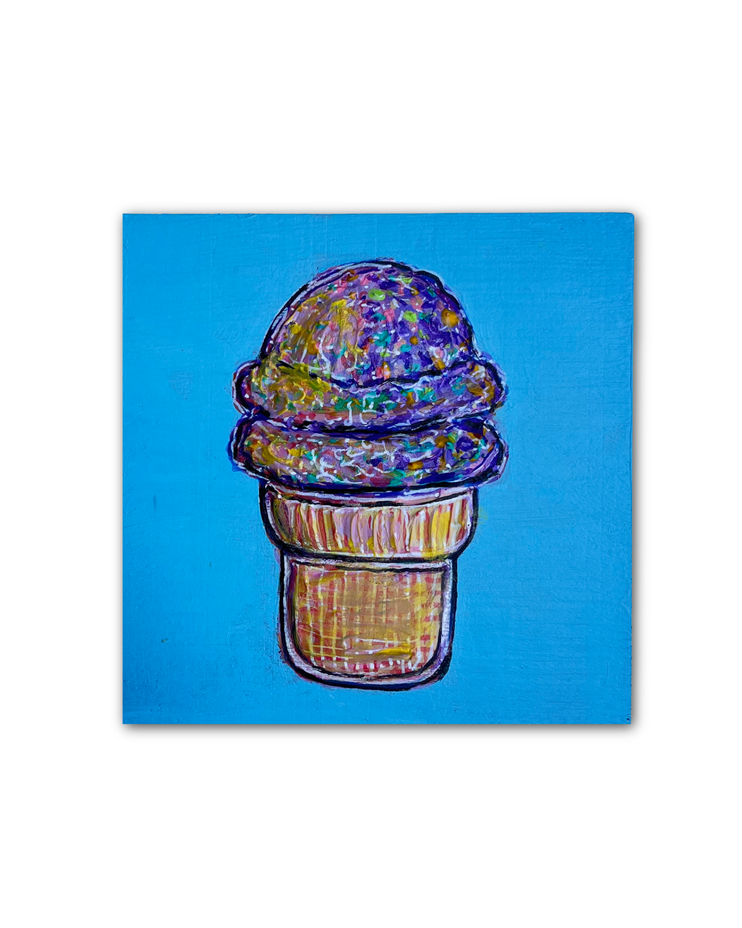 Ice Cream Cone - Blue - Mini Painting