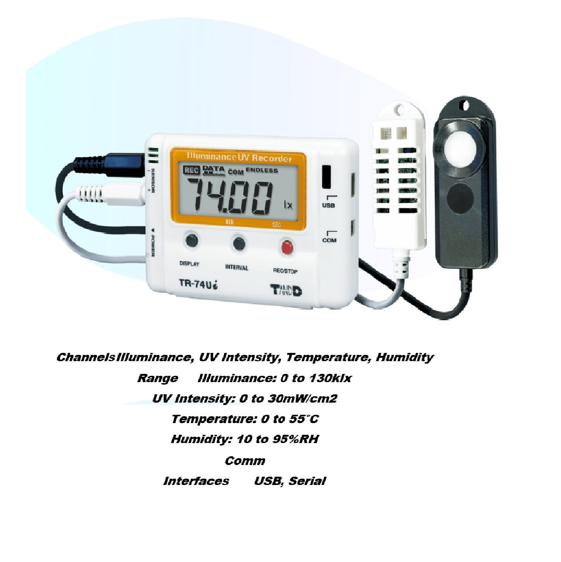 TR-74Ui Accumulating Light, Humidity and Temperature Data Logger