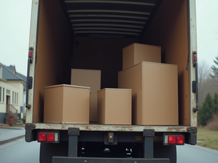 boxes in a moving truck