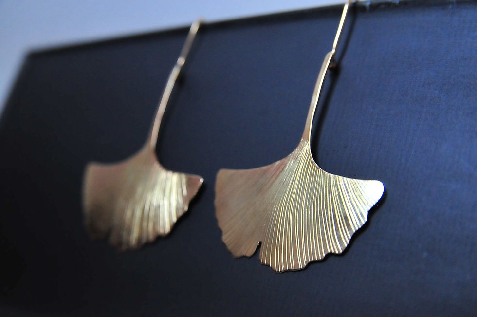 Miniatyrbild: Ginkgo örhängen, guld