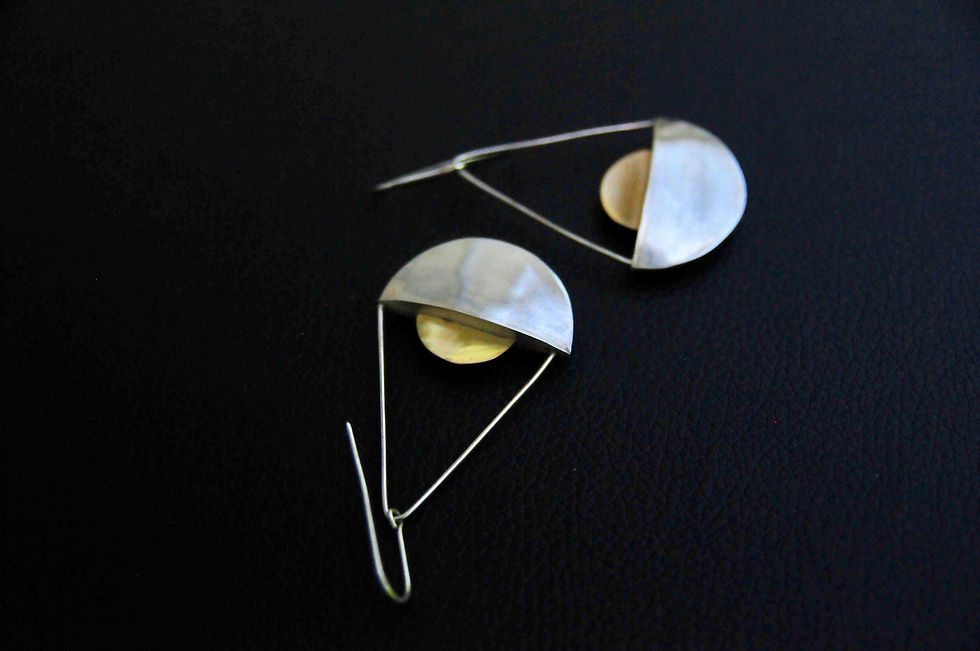 Thumbnail: Midnight sun earrings, silver and gold