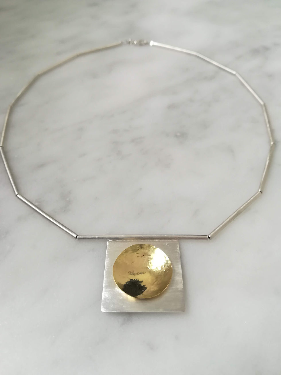 Thumbnail: Geo necklace, silver and gold