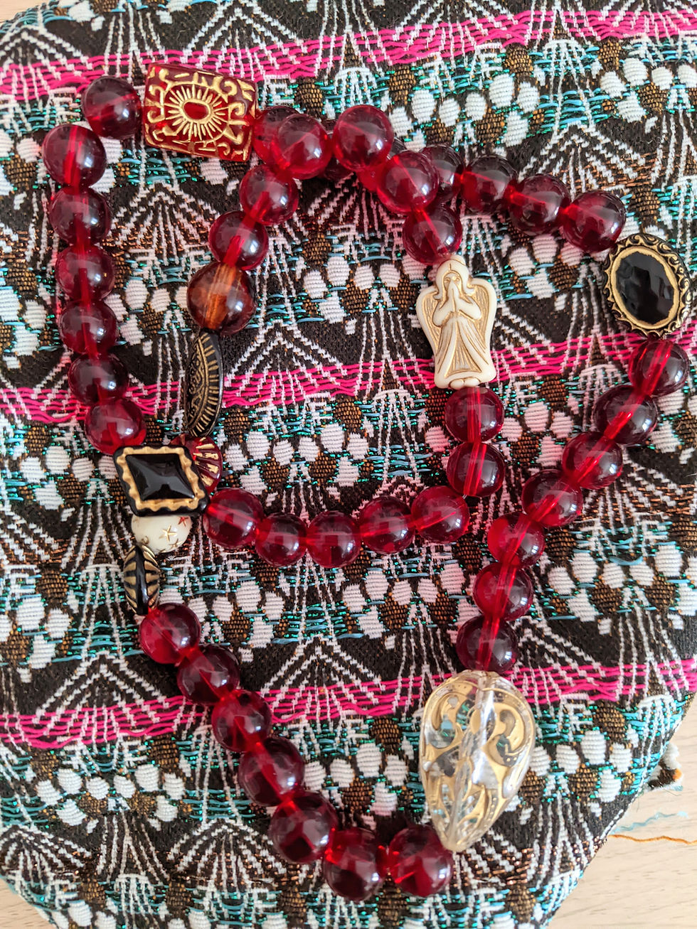 Miniature : Collier perles verres Ange