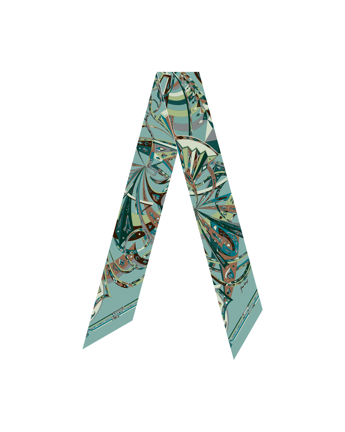 Coral Green, Silk Twill Grand Ruban