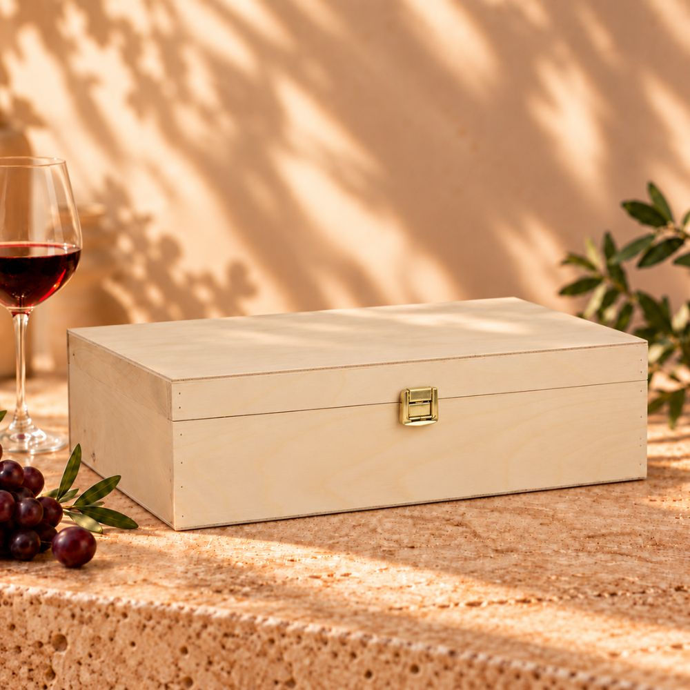 Deluxe Two Bottle Hinged Lid Wine Box