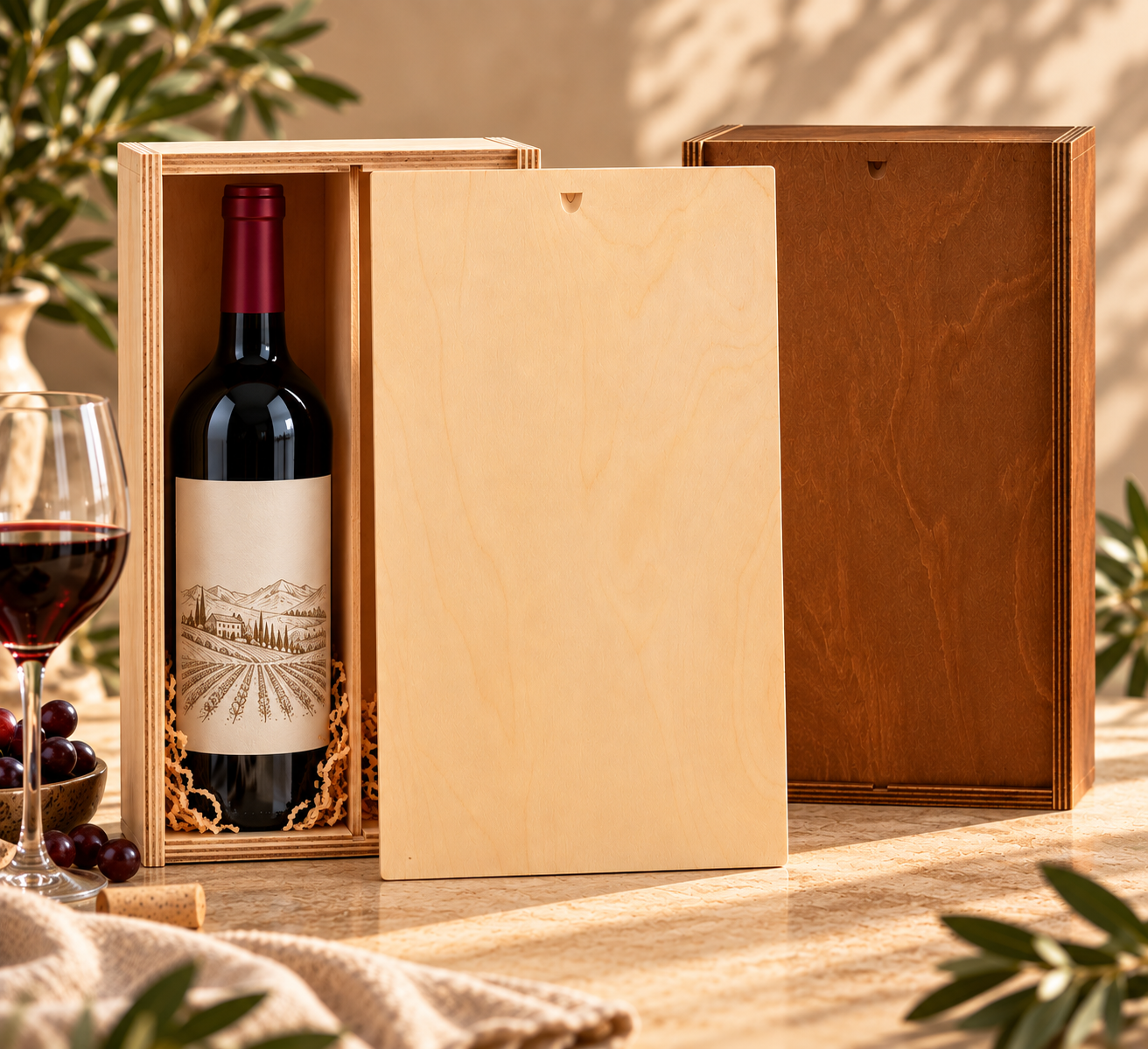 Premium Two Bottle Plywood Wine Box