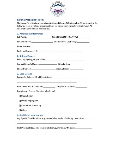 Refer A Participant Form