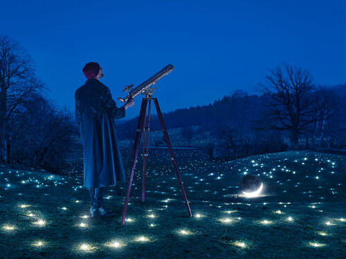 Surrealistic digital artwork "Looking for Stars"