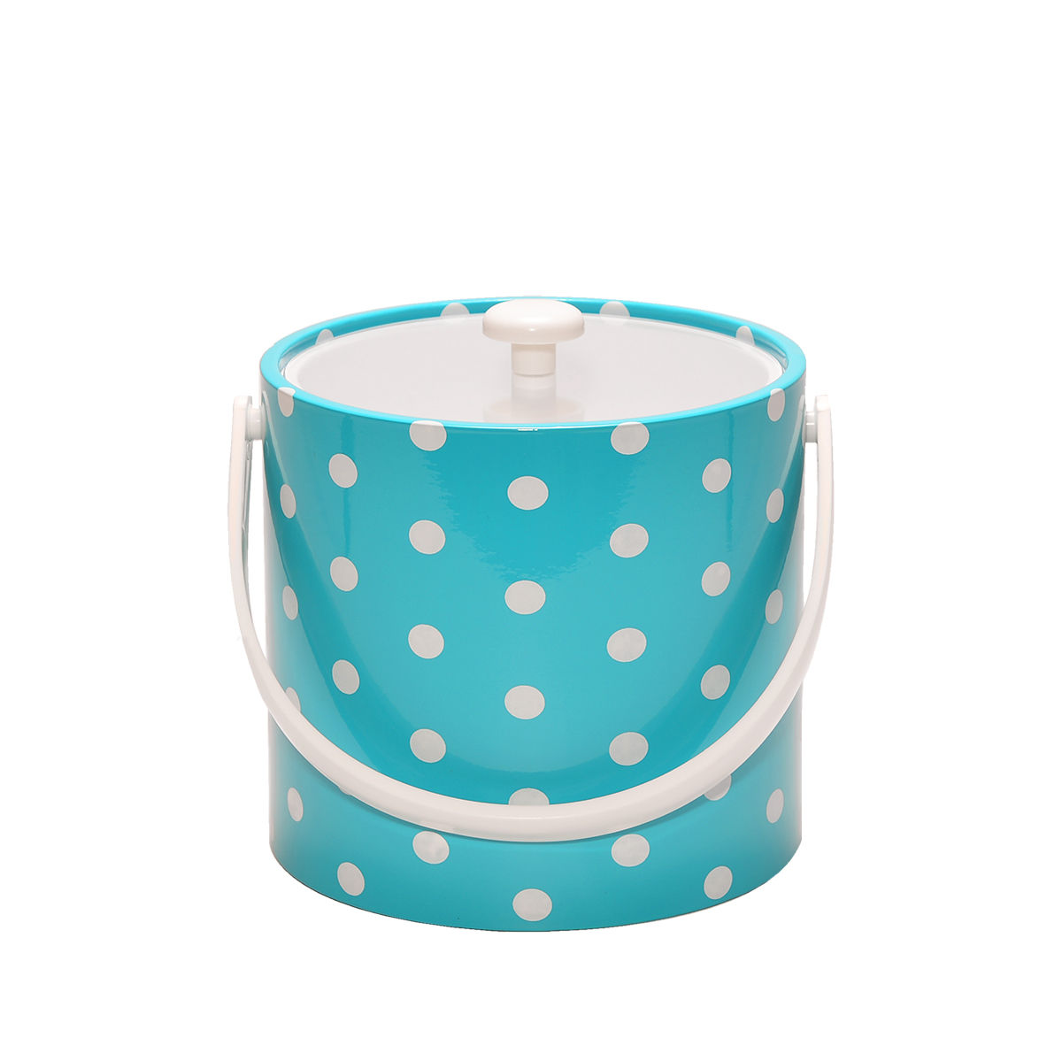 Turquoise With White Polka Dots 3 qt. Ice Bucket