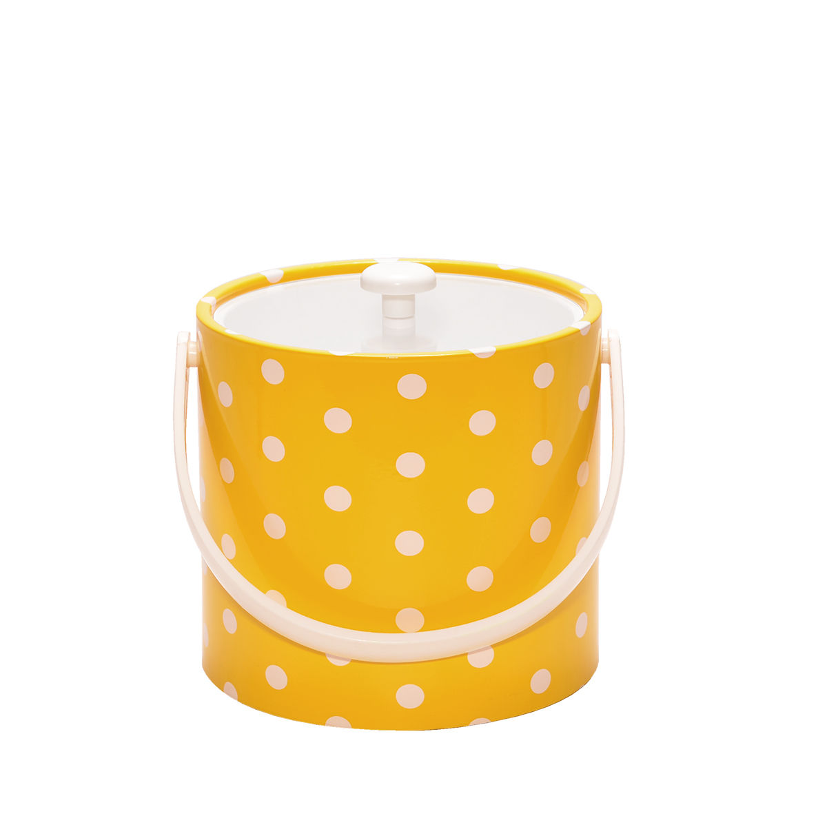 Yellow With White Polka Dots 3 qt. Ice Bucket