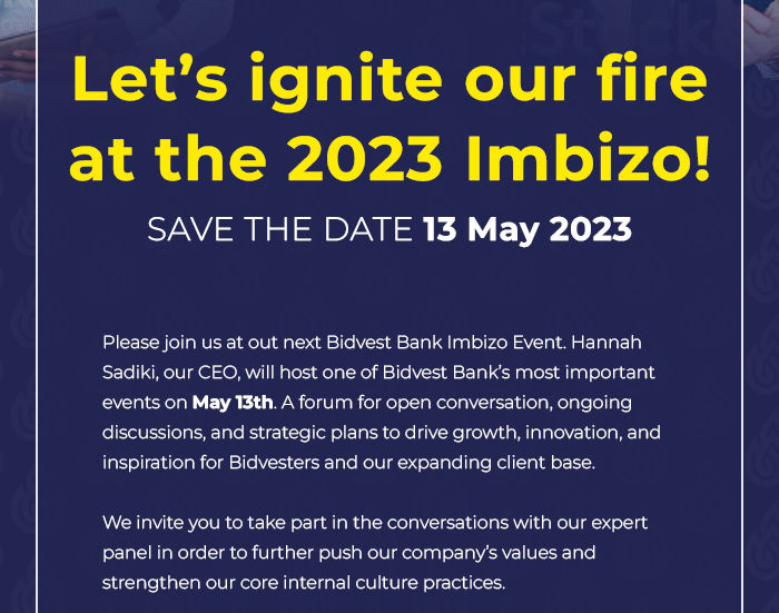 Bidvest Bank Imbibe Save the Date Mailer & Invite